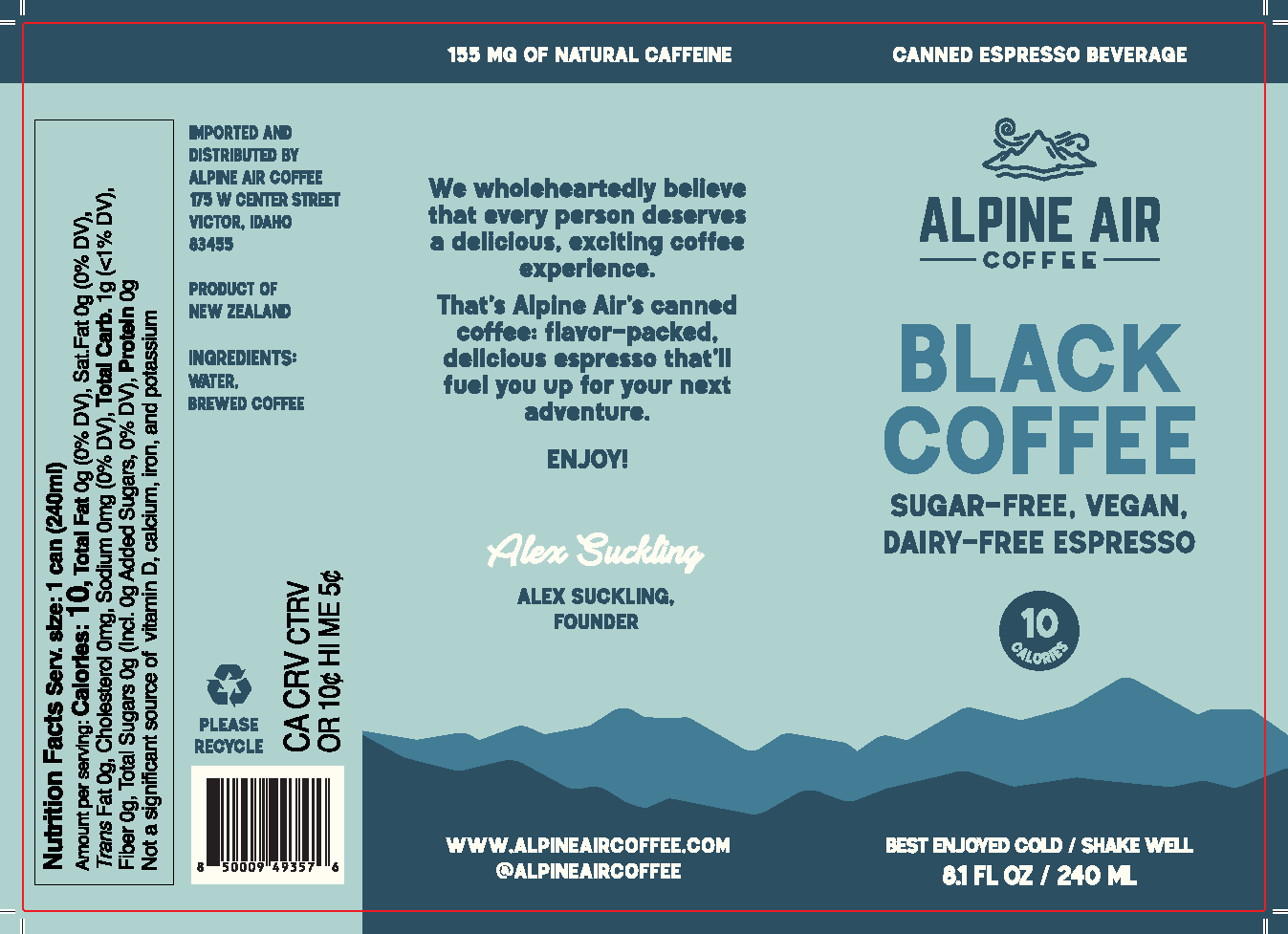 Black Coffee - 12 pack of 8.1oz cans