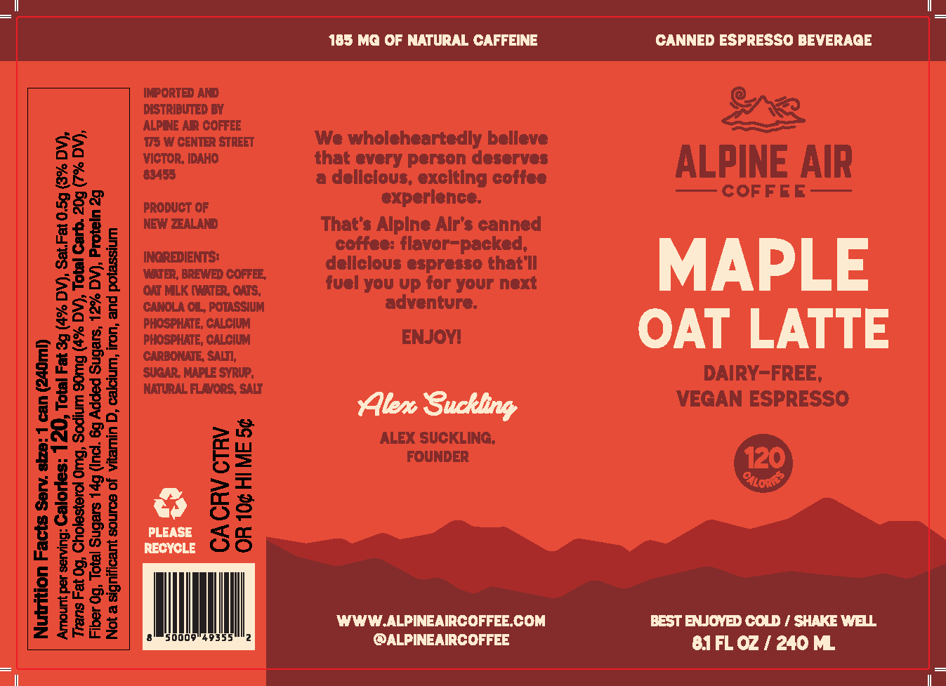 Maple Oat Latte - 12 pack of 8.1oz cans